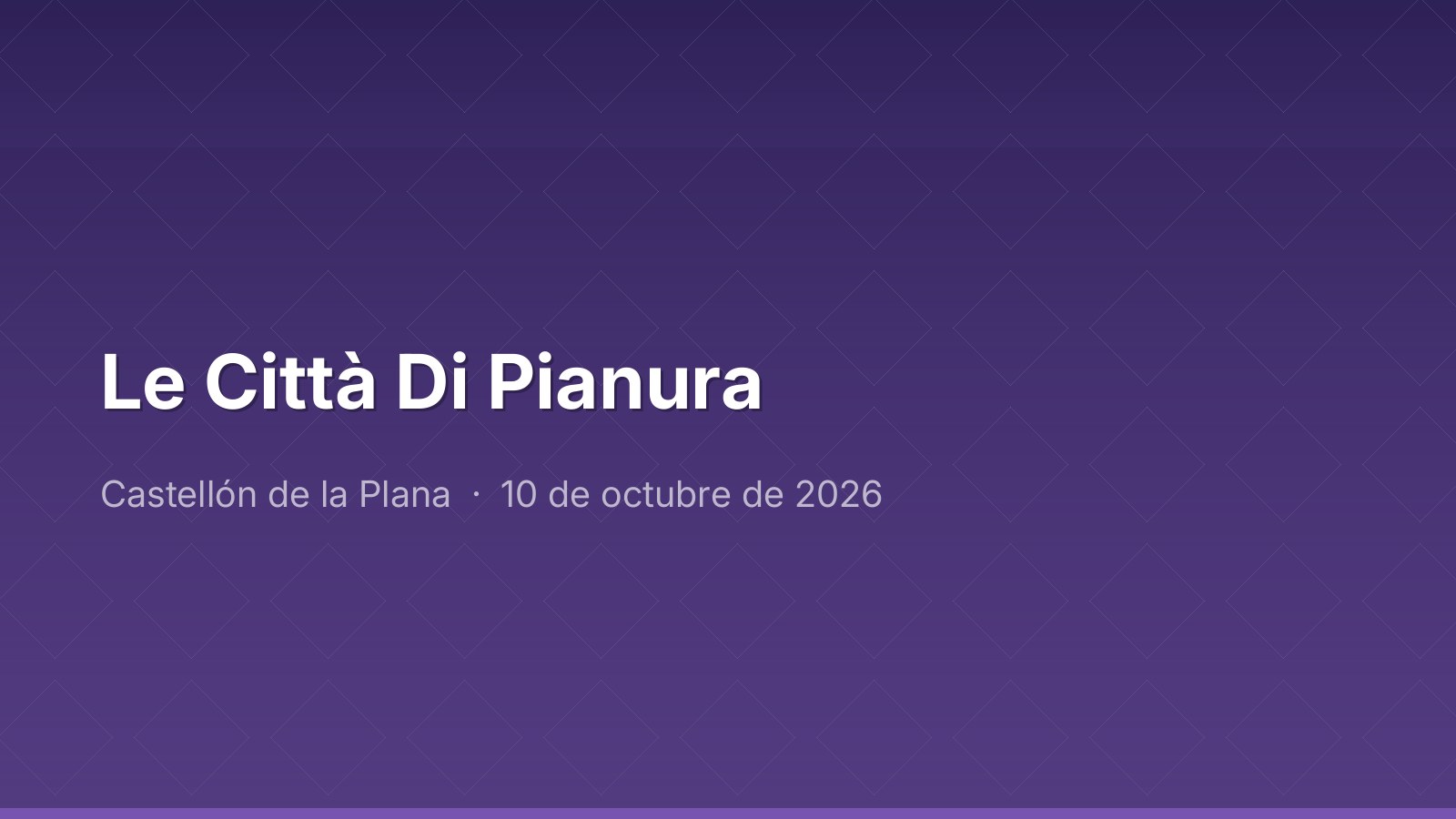Le Città Di Pianura